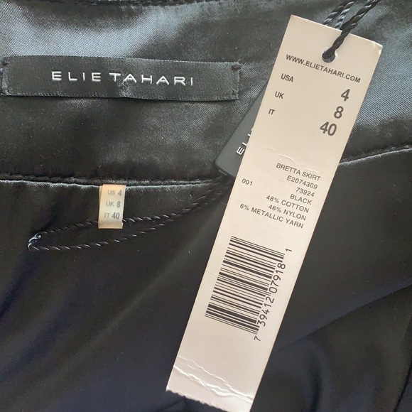 ELIE Taheri black A-line knee length skirt size 4 - Picture 6 of 9